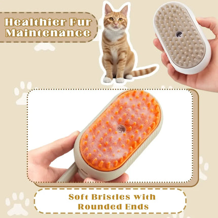 Brosse de massage 3 en 1 pour chat et chien, vaporisateur à vapeur à un bouton, pliable, rotatif, flottant, pour le bain et l'épilation