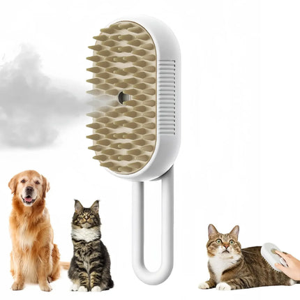 Brosse de massage 3 en 1 pour chat et chien, vaporisateur à vapeur à un bouton, pliable, rotatif, flottant, pour le bain et l'épilation