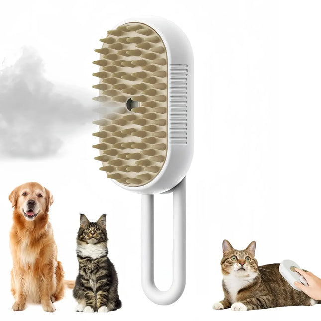 Brosse de massage 3 en 1 pour chat et chien, vaporisateur à vapeur à un bouton, pliable, rotatif, flottant, pour le bain et l'épilation