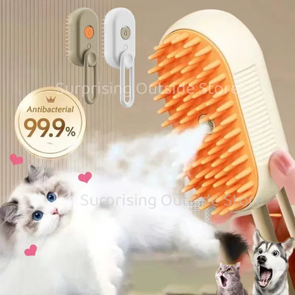 Brosse de massage 3 en 1 pour chat et chien, vaporisateur à vapeur à un bouton, pliable, rotatif, flottant, pour le bain et l'épilation