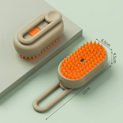 Brosse de massage 3 en 1 pour chat et chien, vaporisateur à vapeur à un bouton, pliable, rotatif, flottant, pour le bain et l'épilation